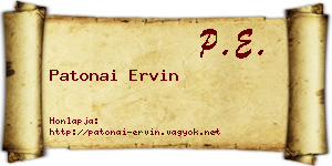 Patonai Ervin névjegykártya